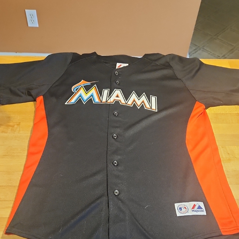 Majestic Miami Black and Orange Jersey